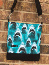 Load image into Gallery viewer, Messenger Bag Made With Licensed Killer Shark Fabric - Adjustable Strap - Zippered Closure - Zippered Pocket - Cross Body Bag - Adjustable Strap - Zippered Closure - Zippered Pocket - Cross Body Bag