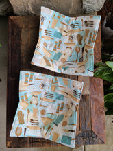 Load image into Gallery viewer, Microwave Cozy Bowl Set - Kitchen Accessories - Teal And Brown - Set Of Two Microwave Cozies