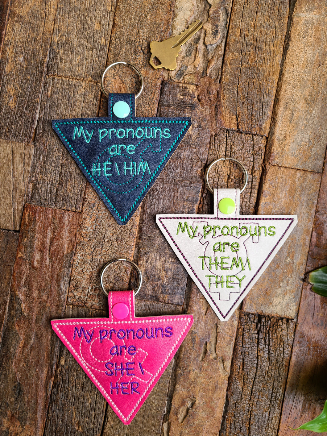 Key Fobs - Pronouns - He - Him - She - Her - Them - They -Keychains - Backpack Decoration - Bag Bling