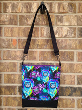 Load image into Gallery viewer, Messenger Bag Made With All Mad Here Inspired Fabric - Adjustable Strap - Zippered Closure - Zippered Pocket - Cross Body Bag
