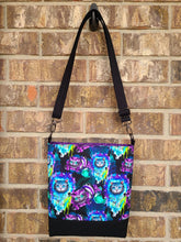 Load image into Gallery viewer, Messenger Bag Made With All Mad Here Inspired Fabric - Adjustable Strap - Zippered Closure - Zippered Pocket - Cross Body Bag