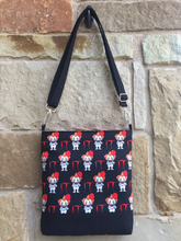 Load image into Gallery viewer, Messenger Bag Made With Licensed Chibi Horror Clown Fabric  - Adjustable Strap - Zippered Closure - Zippered Pocket - Cross Body Bag
