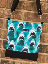 Load image into Gallery viewer, Messenger Bag Made With Licensed Killer Shark Fabric - Adjustable Strap - Zippered Closure - Zippered Pocket - Cross Body Bag - Adjustable Strap - Zippered Closure - Zippered Pocket - Cross Body Bag