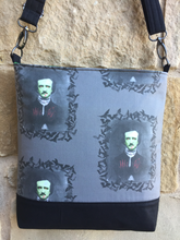 Load image into Gallery viewer, Messenger Bag Made With Zombie Poe Inspired Fabric -  Adjustable Strap - Zippered Closure - Zippered Pocket - Cross Body Bag

