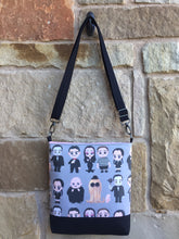 Load image into Gallery viewer, Messenger Bag Made With Kooky Horror Family Inspired Fabric - Adjustable Strap - Zippered Closure - Zippered Pocket - Cross Body Bag
