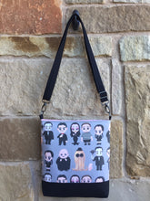 Load image into Gallery viewer, Messenger Bag Made With Kooky Horror Family Inspired Fabric - Adjustable Strap - Zippered Closure - Zippered Pocket - Cross Body Bag