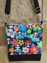 Load image into Gallery viewer, Messenger Bag Made With Asian Panda Bear Inspired Fabric - Adjustable Strap - Zippered Closure - Zippered Pocket - Cross Body Bag