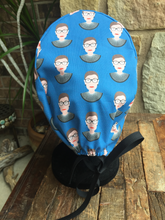 Load image into Gallery viewer, Unisex Scrub Cap - RBG - Ruth Bader Ginsburg Scrub Cap - Surgical Cap - Nurses Hat - Doctors Hat - Blue