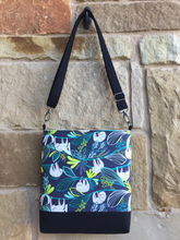 Load image into Gallery viewer, Messenger Bag Made With Hanging Sloths Inspired Fabric - Adjustable Strap - Zippered Closure - Zippered Pocket - Cross Body Bag