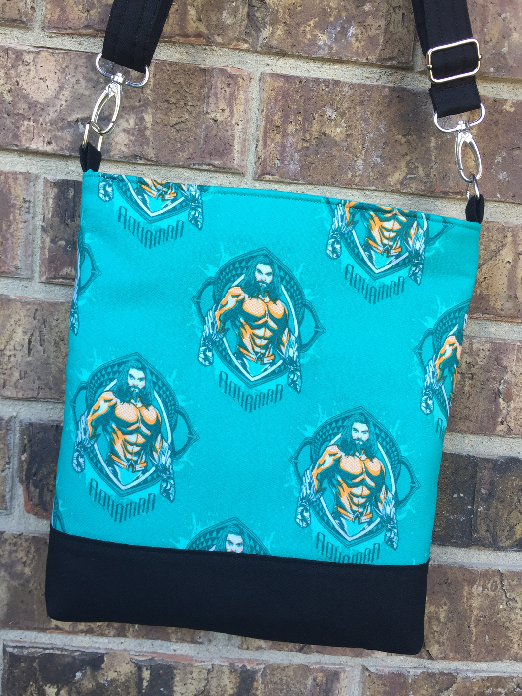 Messenger Bag Made With Licensed Water Guy Fabric - Adjustable Strap - Zippered Closure - Zippered Pocket - Cross Body Bag