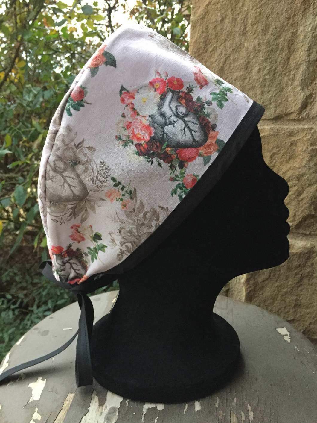 Unisex Scrub Cap - Anatomically Correct Heart With Flowers Scrub Cap - Hearts And Flowers Surgical Cap - Nurses Hat - Doctors Hat