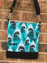 Load image into Gallery viewer, Messenger Bag Made With Licensed Killer Shark Fabric - Adjustable Strap - Zippered Closure - Zippered Pocket - Cross Body Bag - Adjustable Strap - Zippered Closure - Zippered Pocket - Cross Body Bag
