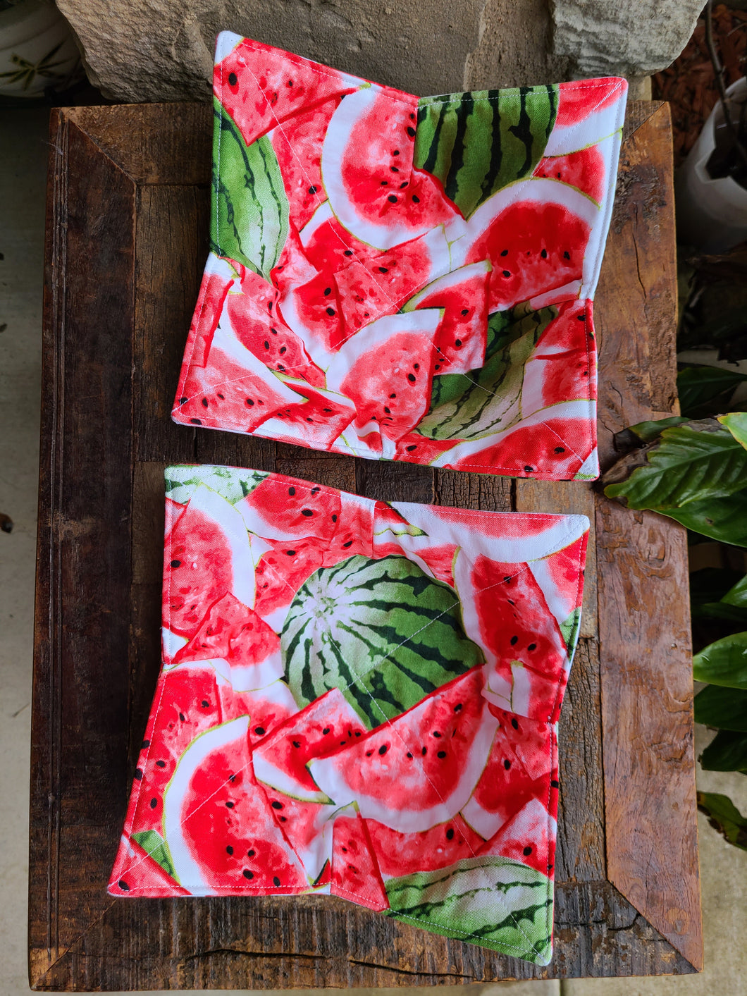Microwave Cozy Bowl Set - Watermelon - Set Of Two Microwave Cozies