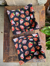 Load image into Gallery viewer, Microwave Cozy Bowl Set - Chocolate Covered Strawberries - Set Of Two Microwave Cozies
