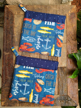 Load image into Gallery viewer, Hot Pad Set - Set Of Two - Seafood - Fish - Lobster - Catch Of The Day - Ahoy - Hot Pads - Trivet
