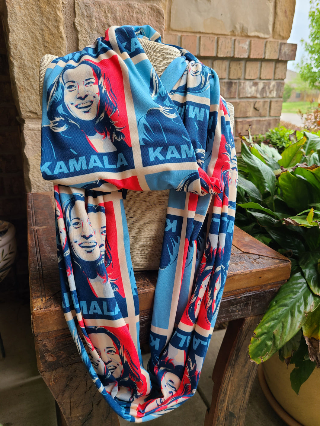 Infinity Scarves - Infinity Scarf Made With Fabric Inspired by Madam Vice President - Kamala Harris
