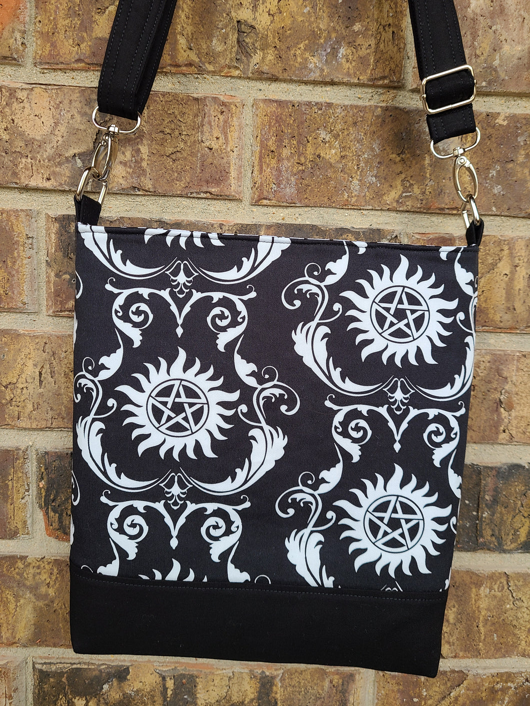 Messenger Bag Made With Super Sigil Inspired Fabric - Adjustable Strap - Zippered Closure - Zippered Pocket - Cross Body Bag