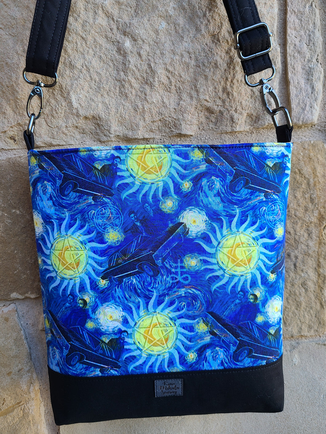 Messenger Bag Made With Super Starry Natural Inspired Fabric - Adjustable Strap - Zippered Closure - Zippered Pocket - Cross Body Bag
