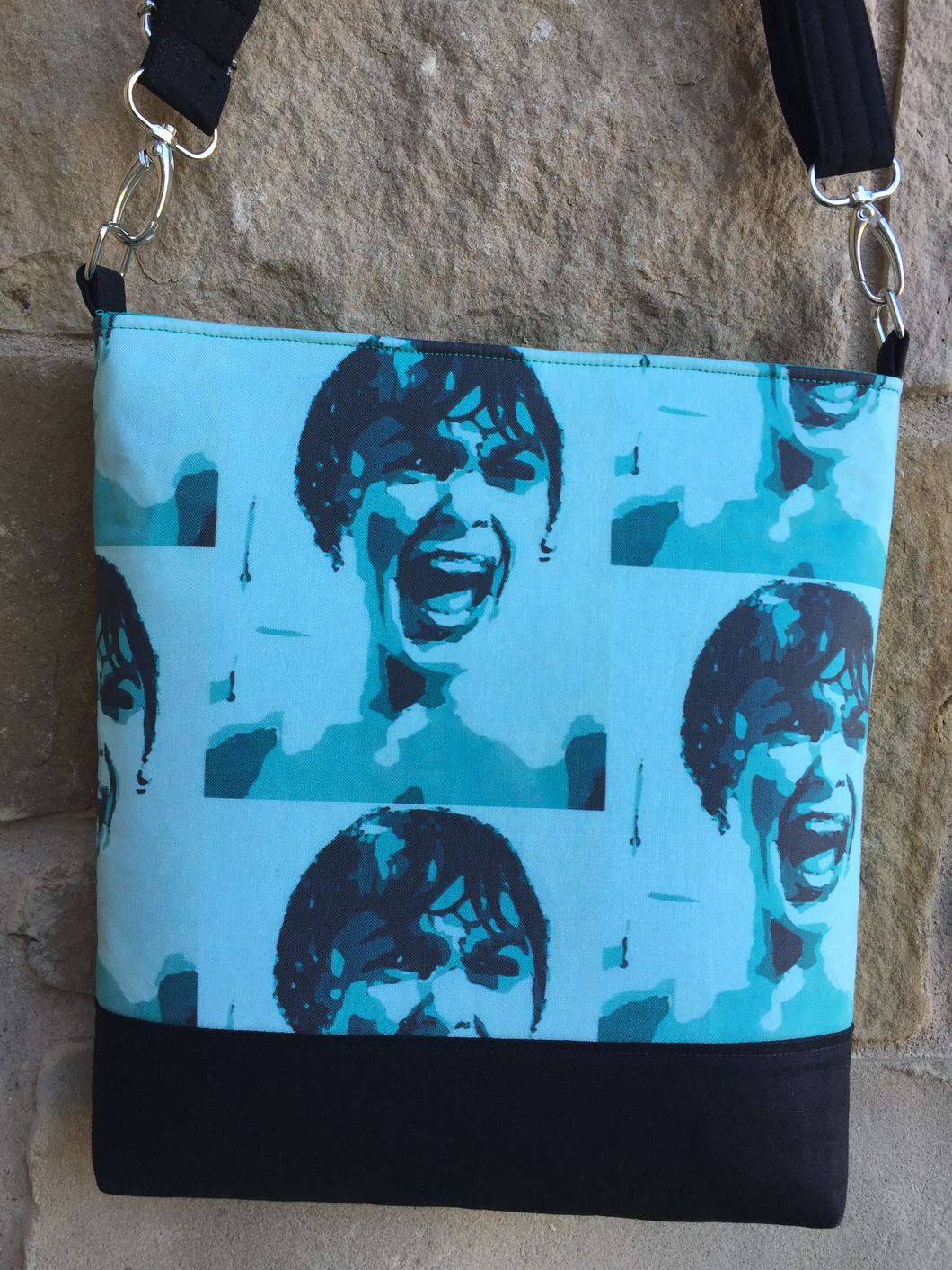 Messenger Bag Made With Screaming Shower Lady Inspired Fabric - Adjustable Strap - Zippered Closure - Zippered Pocket - Cross Body Bag