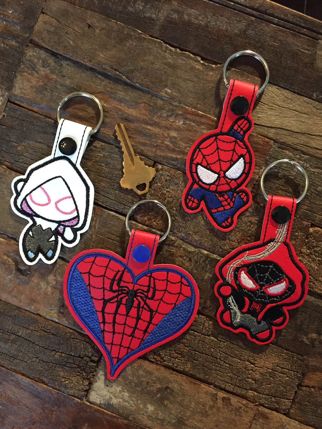 Key Fobs Inspired By Superhero Spiders - Keychains - Backpack Decoration - Bag Bling