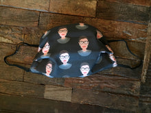 Load image into Gallery viewer, Face Masks - Face Mask Made With RBG Inspired Fabric - Multi-Layered Face Covering - Ruth Bader Ginsburg Inspired - Black
