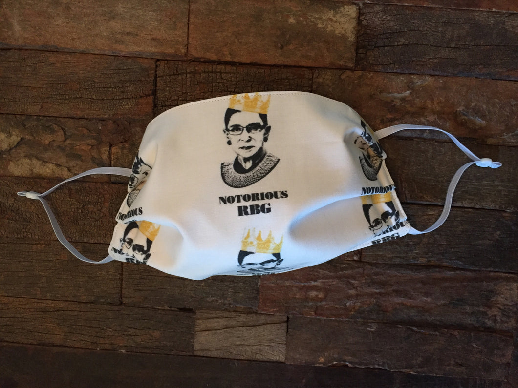 Face Masks - Face Mask Made With RBG Inspired Fabric - Face Coverings - Ruth Bader Ginsburg Inspired - Notorious RBG With Her Crown And Dissent