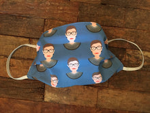 Load image into Gallery viewer, Face Masks - Face Mask Made With RBG Inspired Fabric - Multi-Layered Face Covering - Ruth Bader Ginsburg Inspired - Blue
