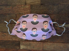 Load image into Gallery viewer, Face Masks - Face Mask Made With RBG Inspired Fabric - Multi-Layered Face Covering - Ruth Bader Ginsburg Inspired - Lavender - Lilac
