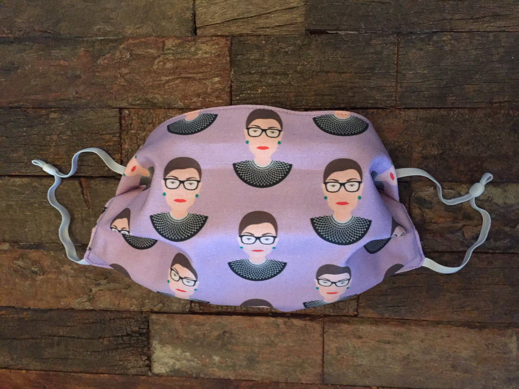 Face Masks - Face Mask Made With RBG Inspired Fabric - Multi-Layered Face Covering - Ruth Bader Ginsburg Inspired - Lavender - Lilac