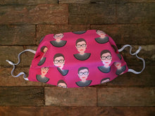 Load image into Gallery viewer, Face Masks -Face Mask Made With RBG Inspired Fabric - Multi-Layered Face Covering - Ruth Bader Ginsburg Inspired - Pink
