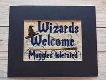 Load image into Gallery viewer, Embroidered Wall Hanging - Wizards Welcome - Geeky Embroidery
