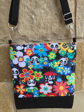Load image into Gallery viewer, Messenger Bag Made With Asian Panda Bear Inspired Fabric - Adjustable Strap - Zippered Closure - Zippered Pocket - Cross Body Bag

