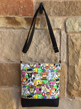 Load image into Gallery viewer, Messenger Bag Made With Kawaii Animals Inspired Fabric - Adjustable Strap - Zippered Closure - Zippered Pocket - Cross Body Bag

