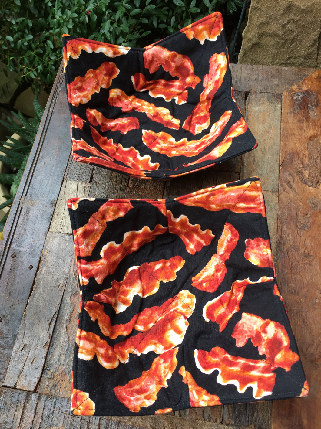 Microwave Cozy Bowl Set - Bacon - Set Of Two Microwave Cozies
