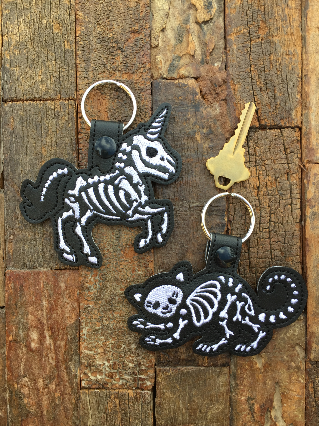 Skeleton Unicorn And Cat Key Fobs - Keychains - Backpack Decoration - Bag Bling