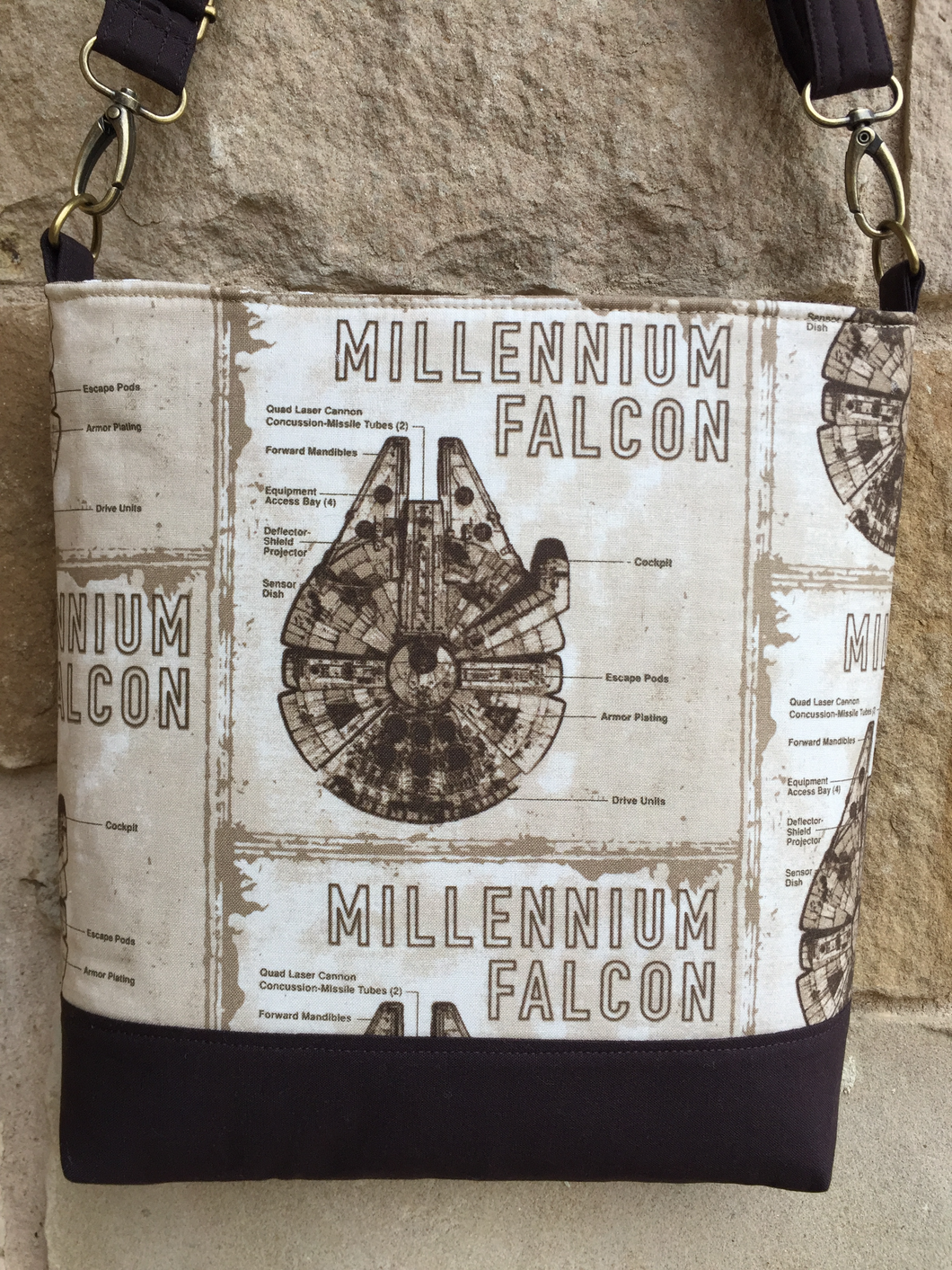 Messenger Bag Made With Licensed Rebel Spaceship Fabric - Adjustable Strap - Zippered Closure - Zippered Pocket - Cross Body Bag